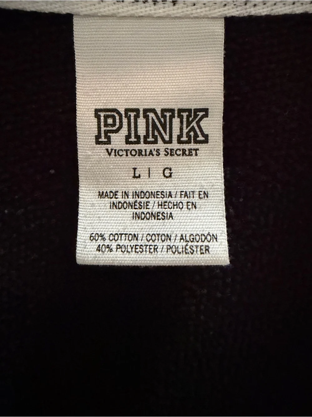 PINK Victoria's Secret Black Half-Zip Pullover with Kangaroo Pocket, Collar - Picture 3 of 6